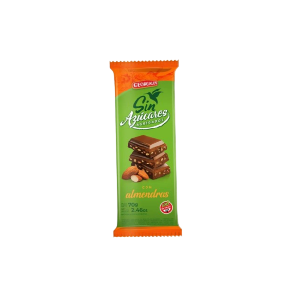 BARRA DE CHOCO CON ALMENDRAS X70GRS