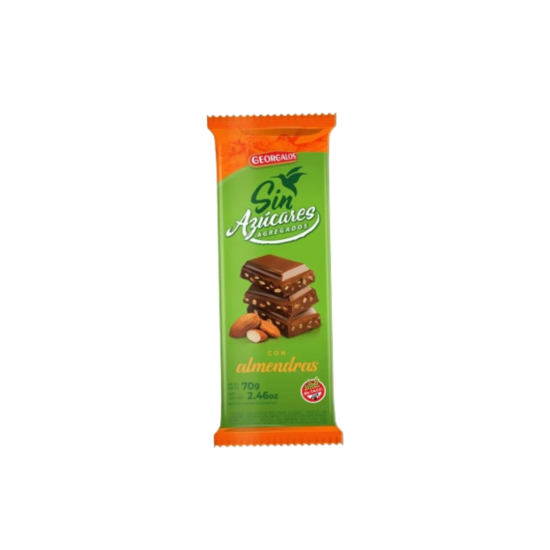 BARRA DE CHOCO CON ALMENDRAS X70GRS