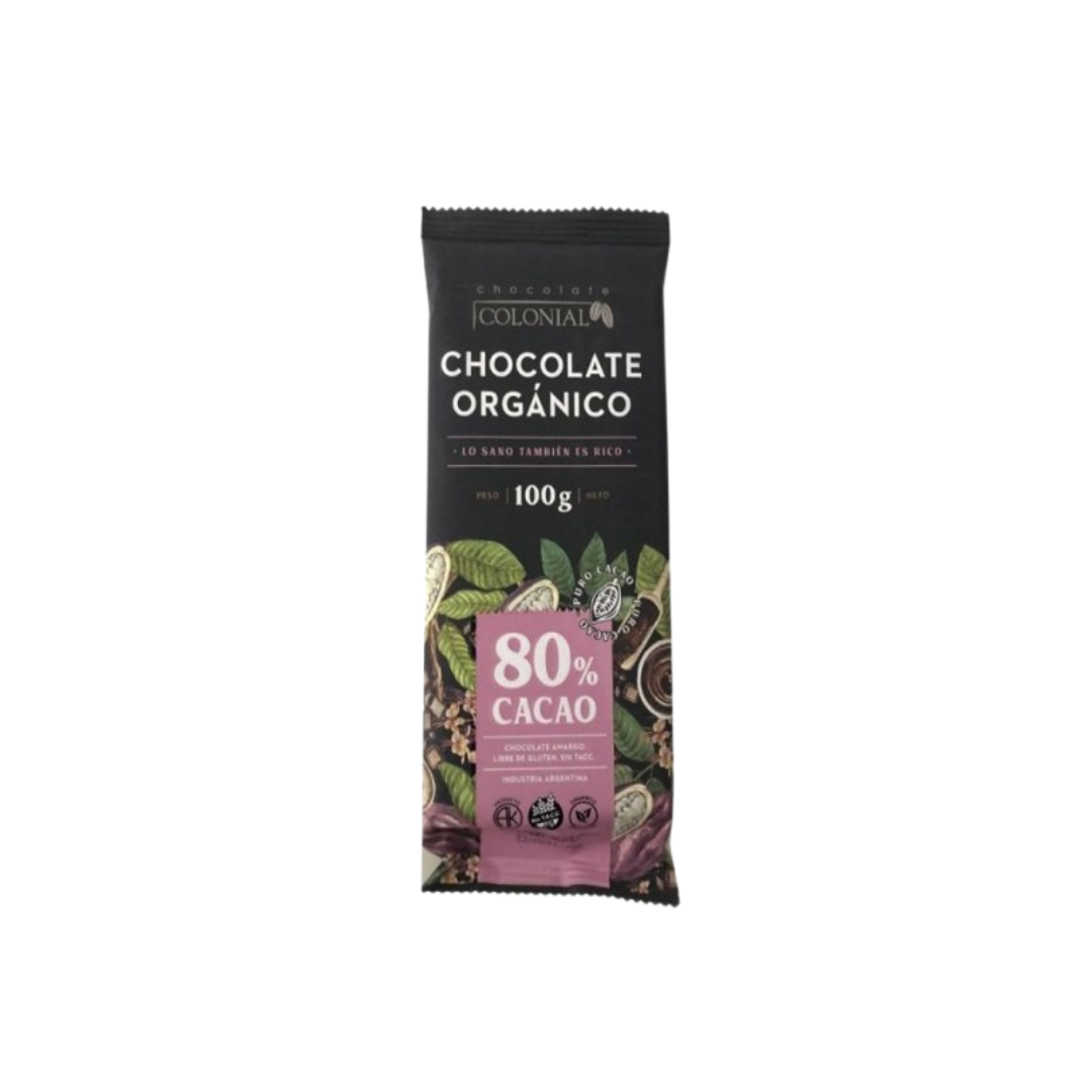 CHOCOLATE ORGANICO 80% CACAO X100G
