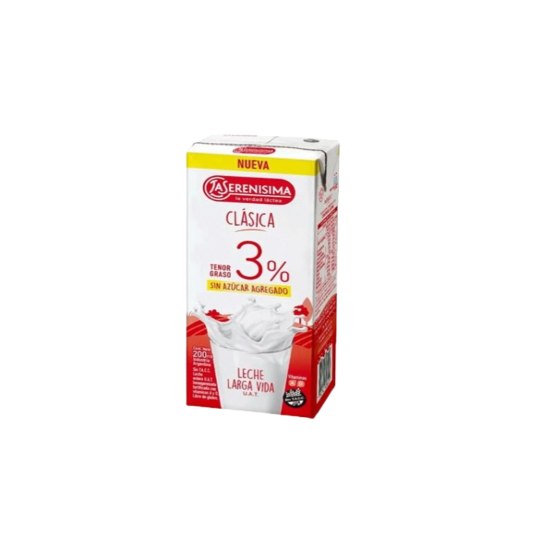 LECHE ENTERA LARGA VIDA CLASICA 3% X200CC