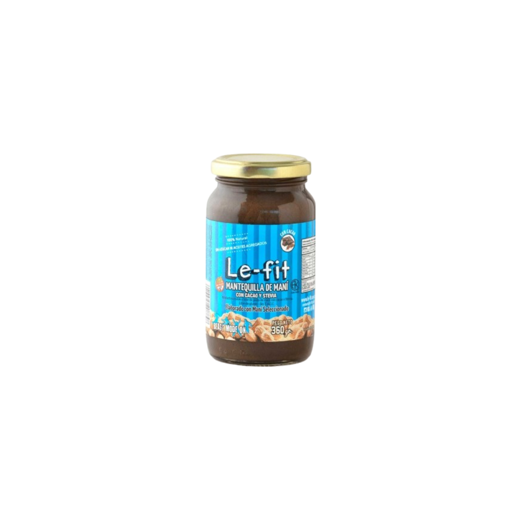 MANTEQUILLA DE MANI CON CACAO Y STEVIA X360G