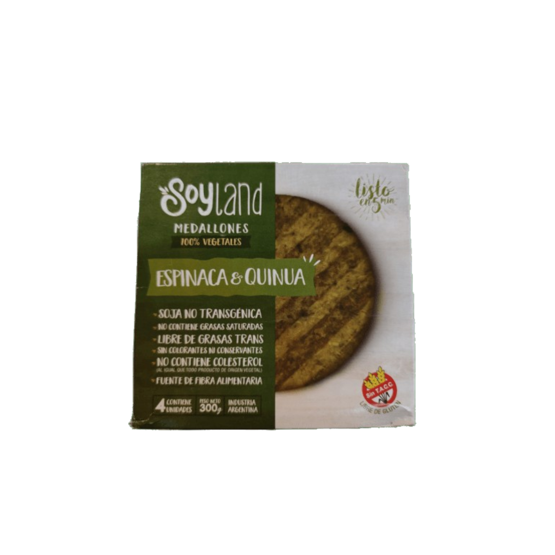 MEDALLON ESPINACA Y QUINOA SOYLAND X300G